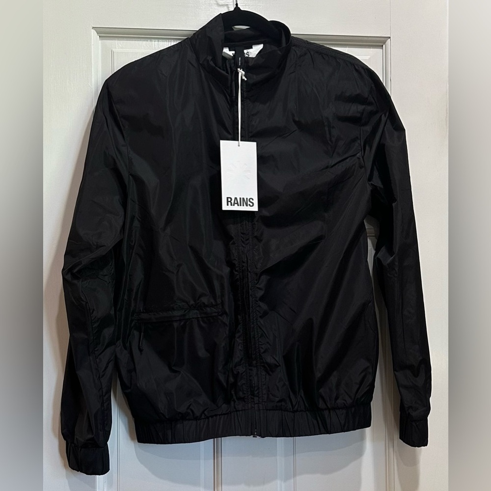 NWT Rains Track Jacket Unisex Black Size XS